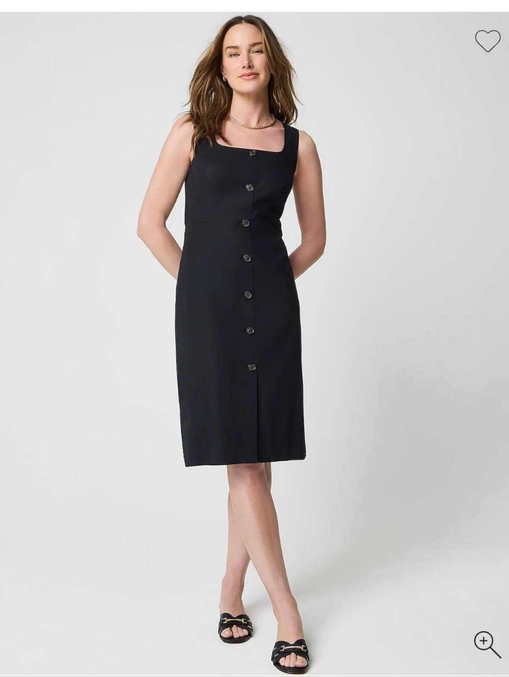 J. Crew Black Sleeveless Button-Front Midi Dress Size 10p New